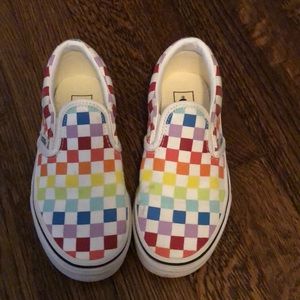 Rainbow kids checkered vans